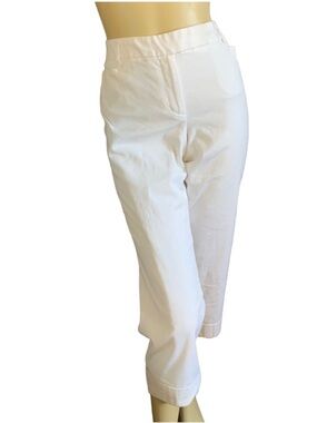 LOFT "MARISA" WHITE CROPPED LEG CUFFED HEM PANTS (6)